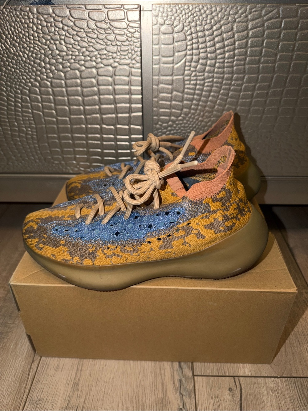 Yeezy Sneakers in Yellow, Blue, Pink and Tan